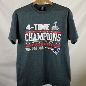 Patriots NFL 4 Time National Champions Gray Tee Very Good! Size M